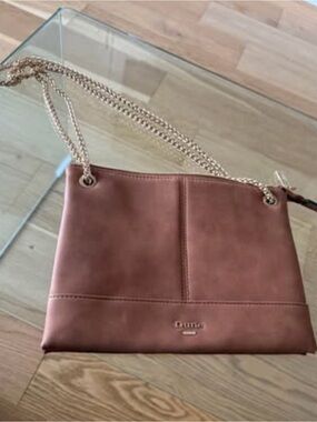 Dune London Rose Brown Shoulder Bag with Gold Chain Strap
